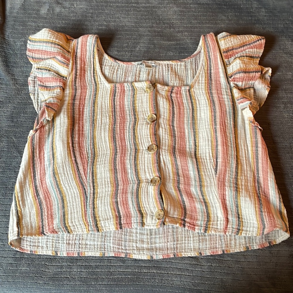 American eagle ruffle short sleeve